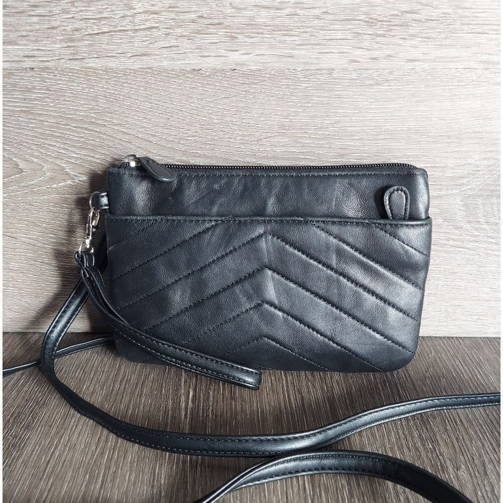 Safe Keeper Black Leather Crossbody Bag